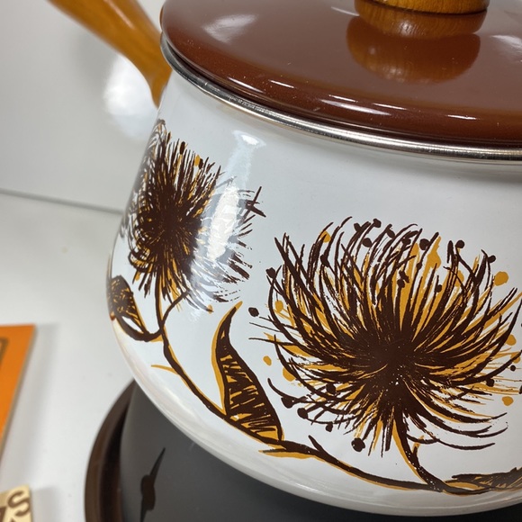 Fondue - porcelain/enamel Delicate Flower Fun Retro Set - Picture 4 of 7